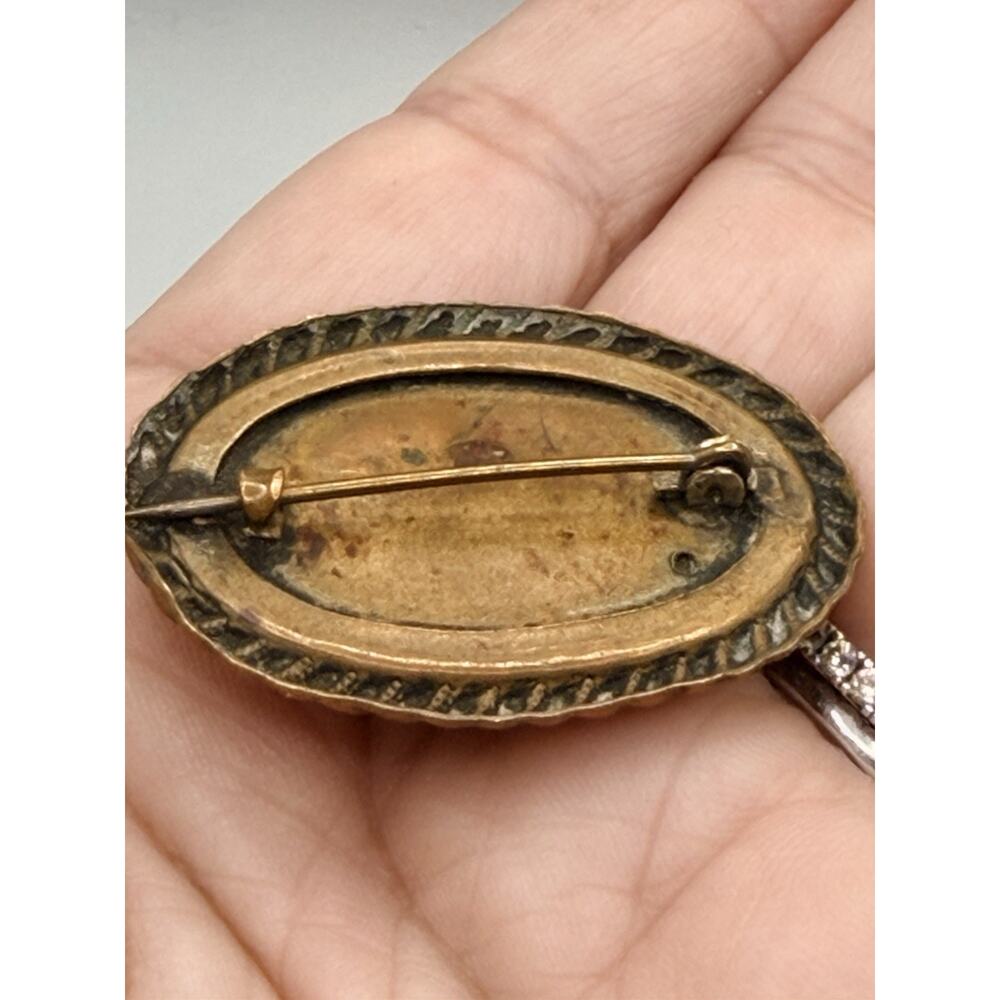 1900's Victorian Reverse Painted Swallow Bird Lapel Pin Brooch Bubble Glass Pink - Picture 6 of 11